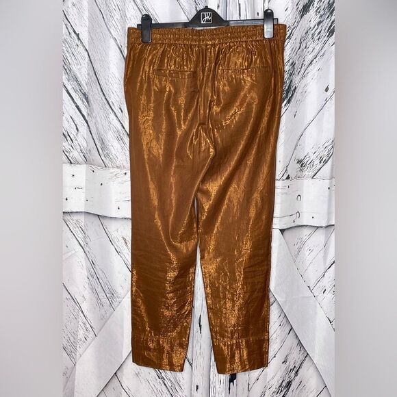 J Crew Pull On Pants Copper Metallic Cotton Blend Size 2 - Picture 3 of 9